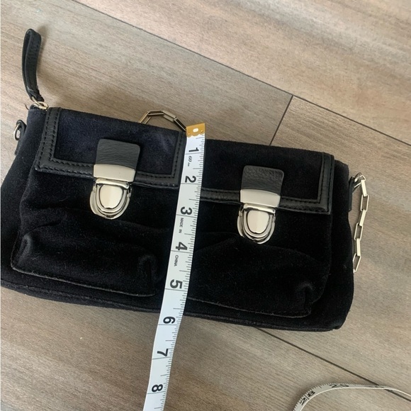 Vtg 90s Y2K Banana Republic genuine suede double pocket baguette mini purse - Picture 3 of 6